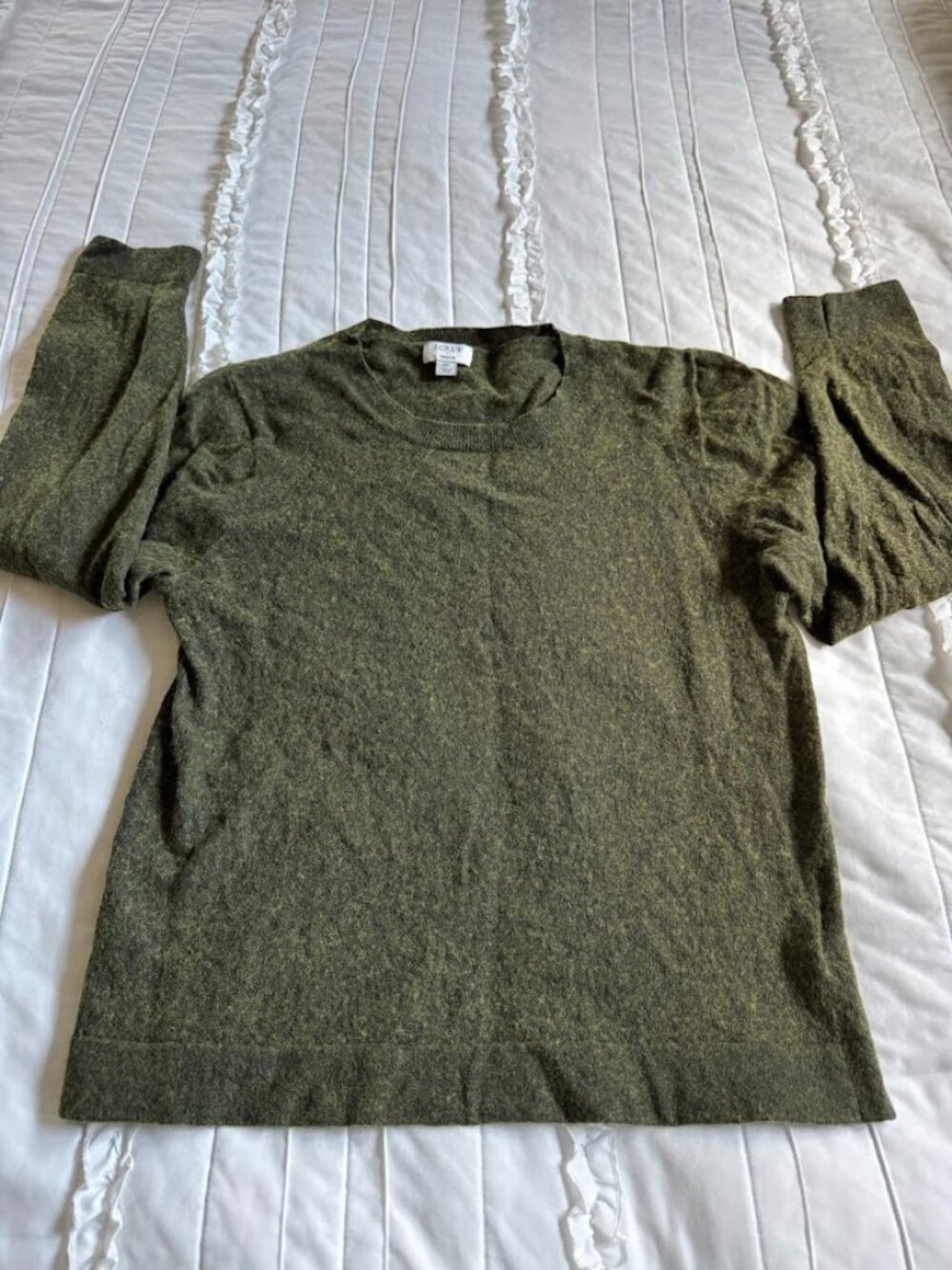 J Crew Teddie Sweater Womens XL Green  Crewneck Pullover